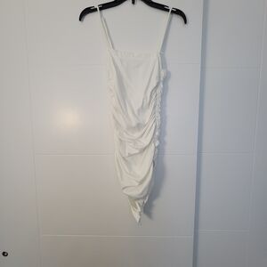 Elegant White Ruched Dress